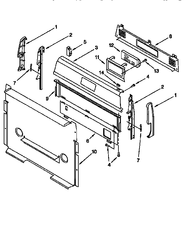Whirlpool SF360PEENO control panel diagram