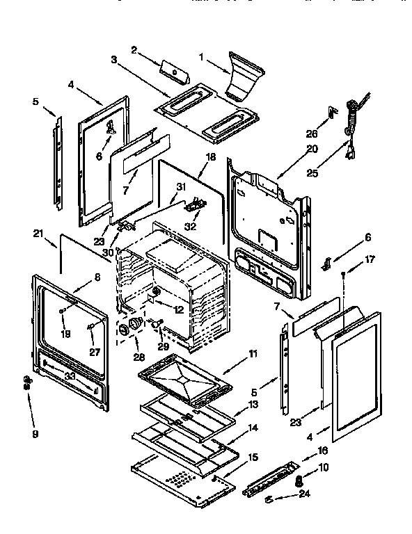 Whirlpool SF360PEENO chassis diagram