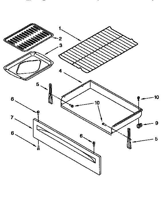 Whirlpool SF360PEENO drawer and broiler diagram