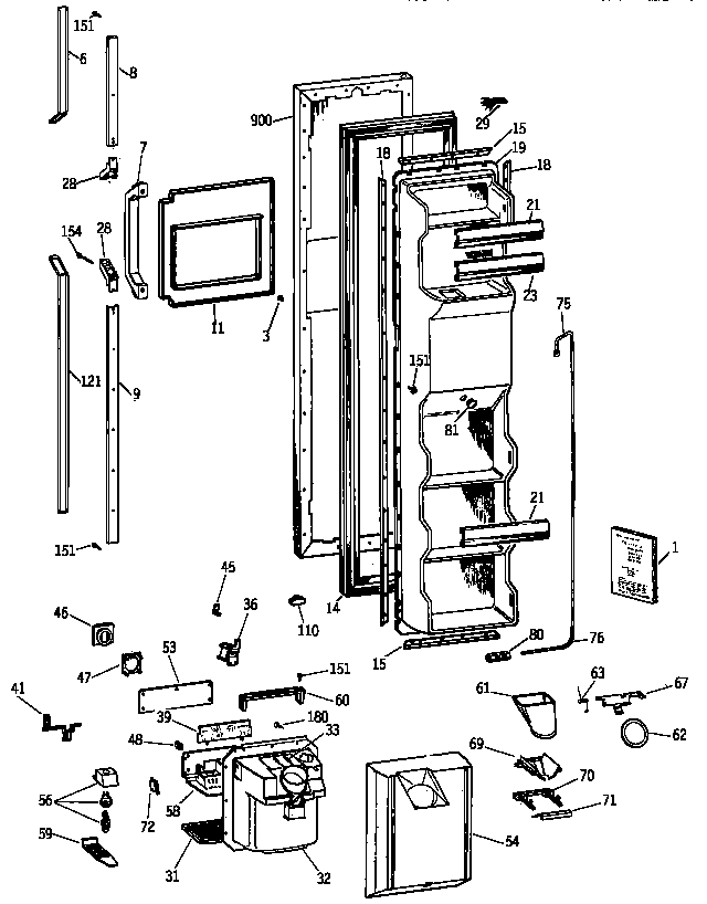 GE TFK24PRXCAA freezer door diagram