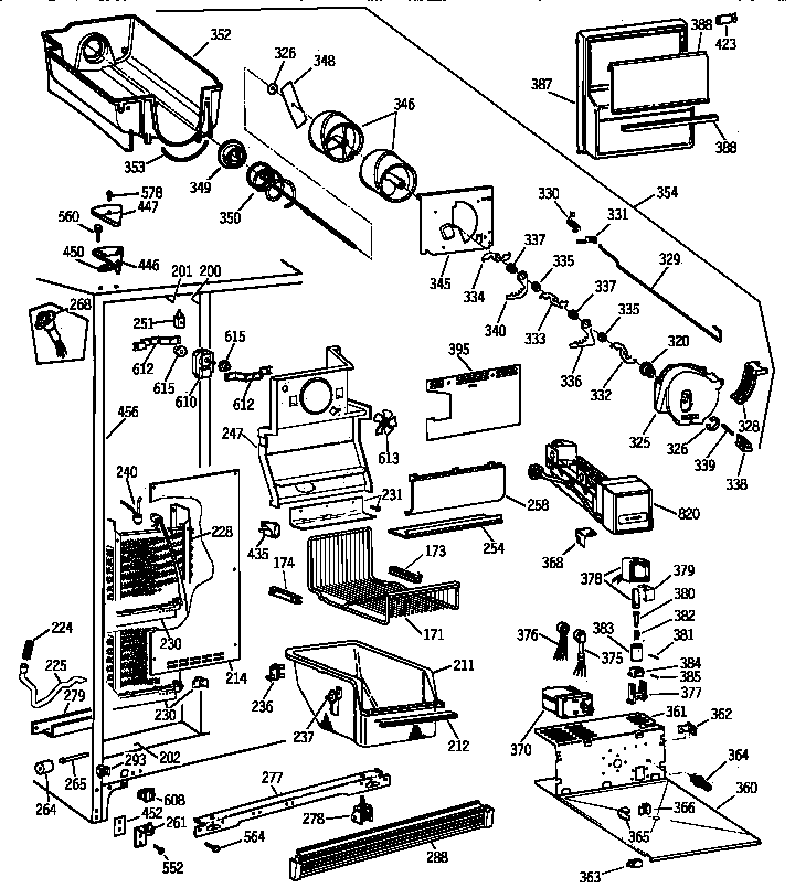 GE TFK24PRXCAA freezer section diagram