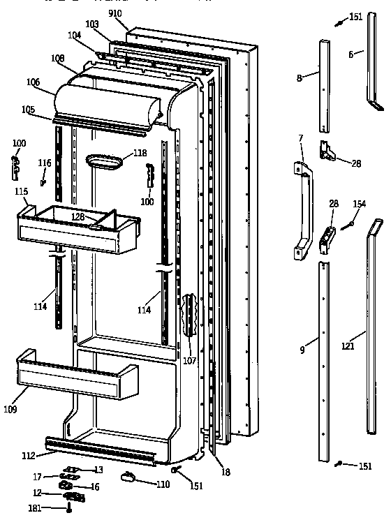 GE TFK24PRXCWW fresh food door diagram
