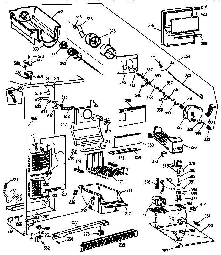 GE TFK24PRXCWW freezer section diagram