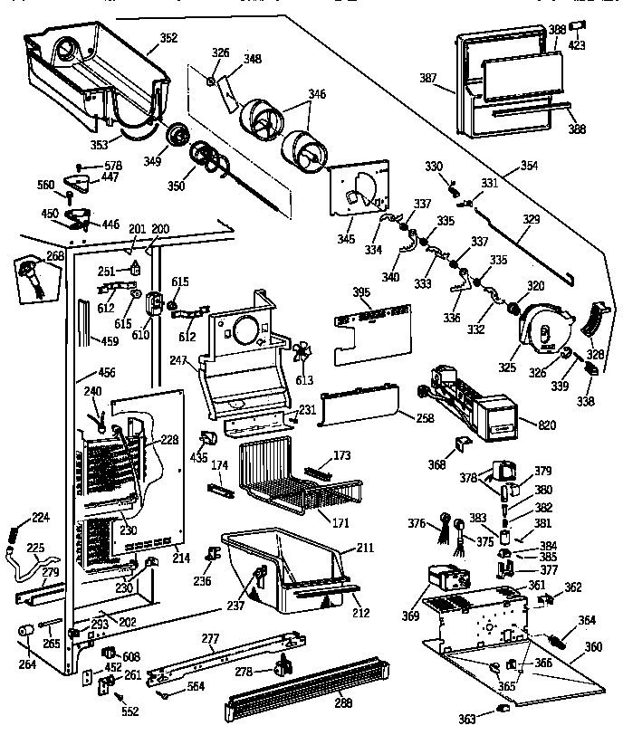 GE TFT22PRXCAA freezer section diagram