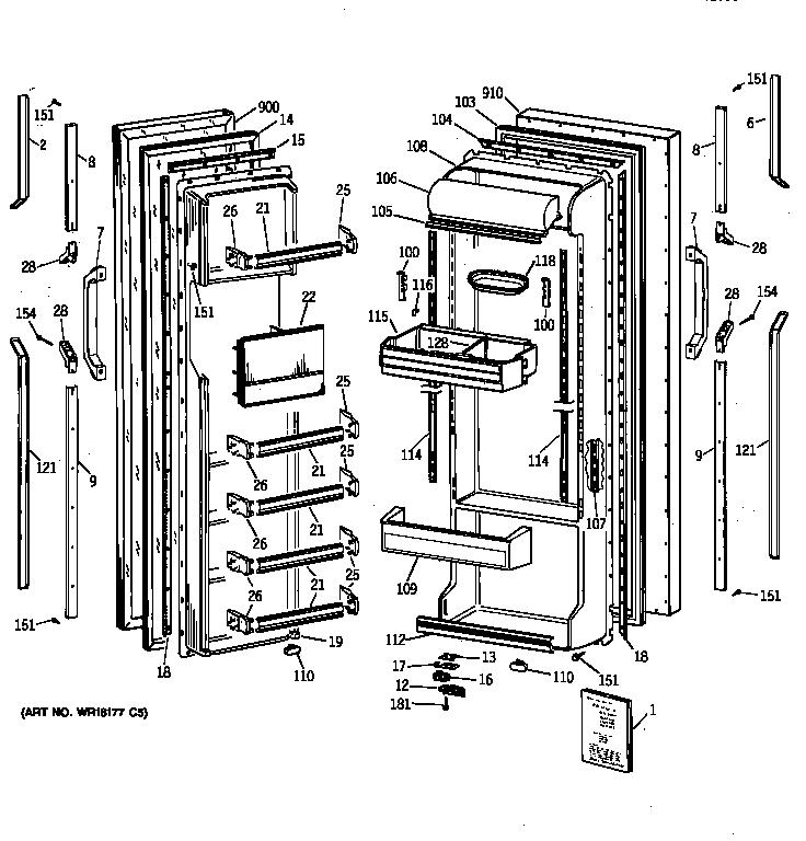 GE TFT24PAXCAA doors diagram