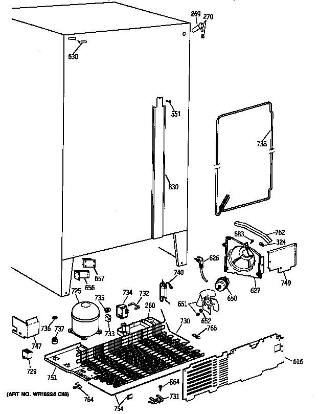 GE TFT24PAXCAA unit parts diagram
