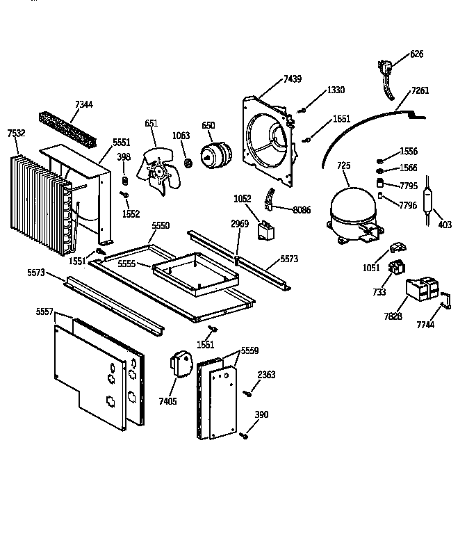 GE ZISB36DXA unit parts diagram