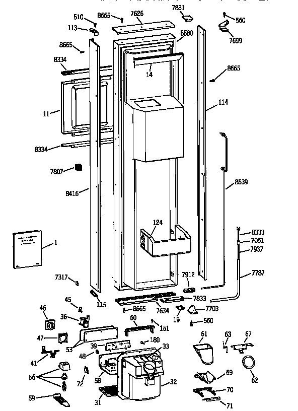 GE ZISW36DYA freezer door diagram
