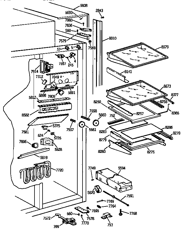 GE ZISW36DYA fresh food section diagram