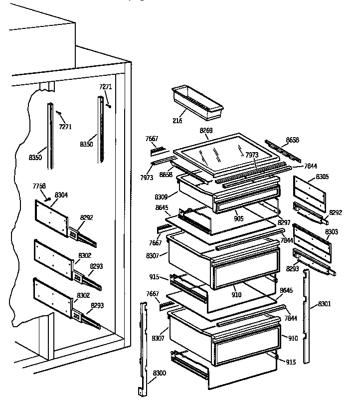 GE ZISW36DYA fresh food section diagram
