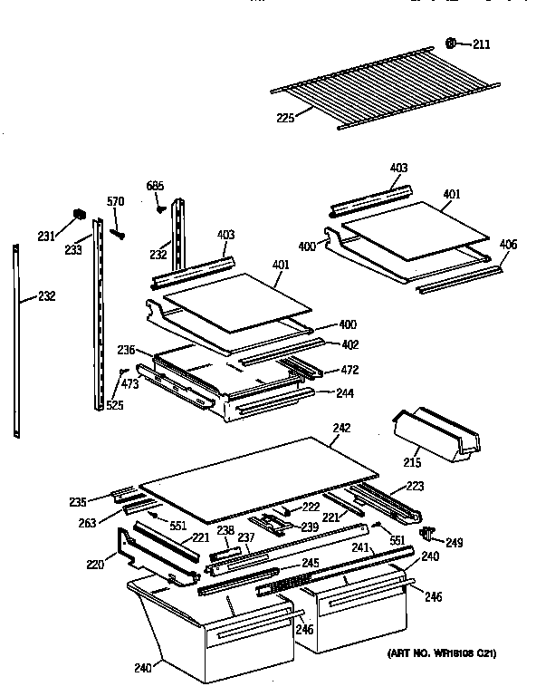 GE TBX22JIXFRAA shelf parts diagram