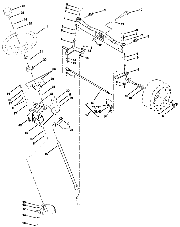 Craftsman 917258960 steering assembly diagram