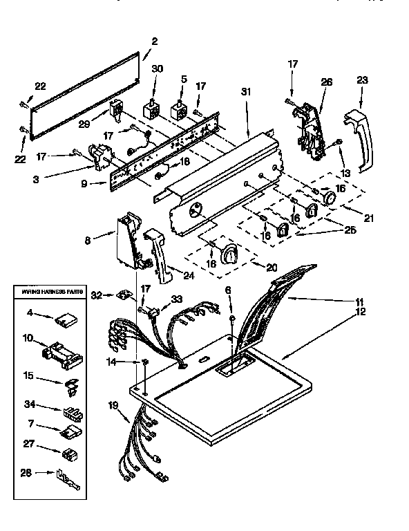 Kenmore 11066854691 top and console diagram