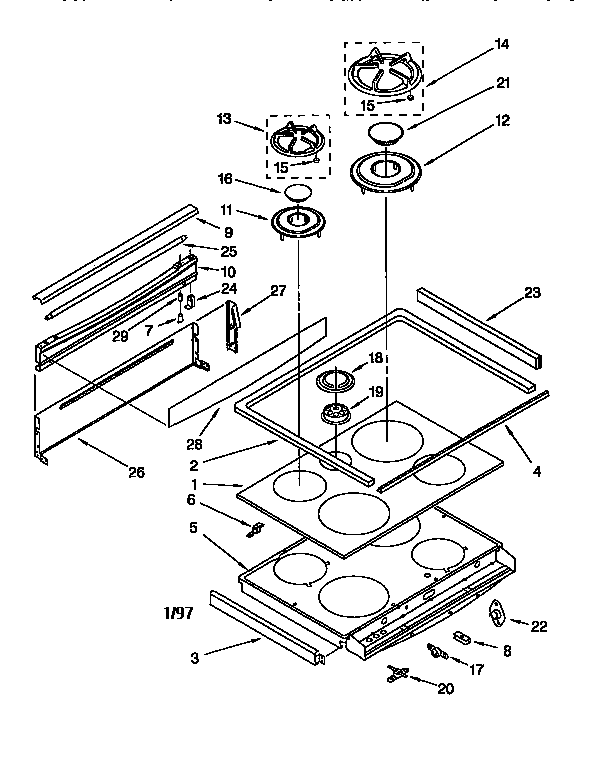 KitchenAid KGRT500BWH1 cooktop diagram