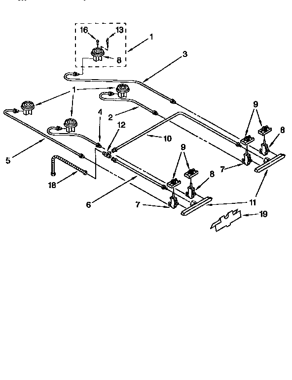 KitchenAid KGRT500BWH1 cooktop burner diagram