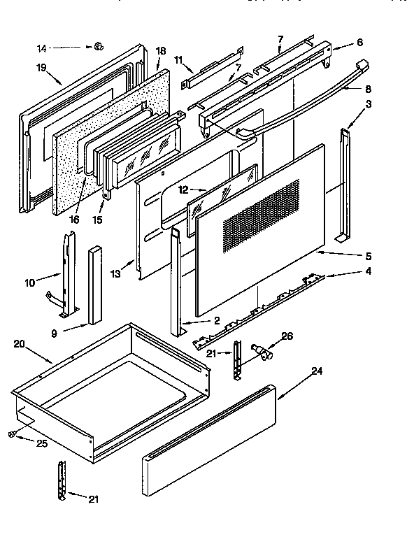 KitchenAid KGRT500BWH1 door and drawer diagram
