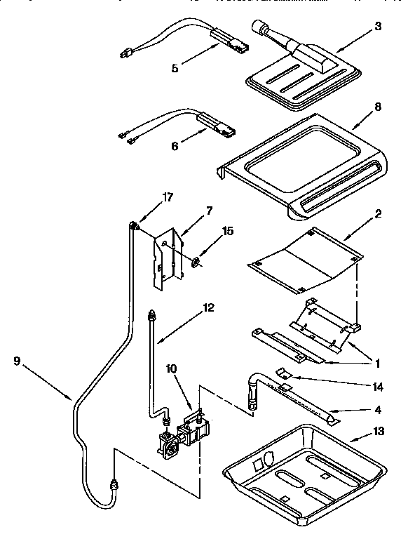 KitchenAid KGRT500BWH1 broiler and oven burner diagram