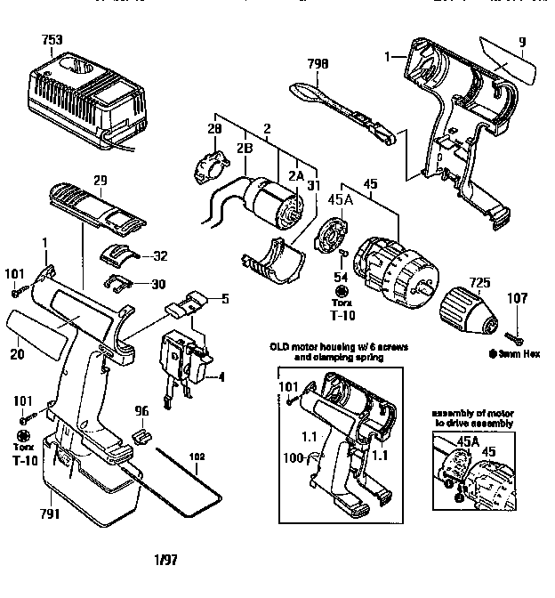 Bosch 0601936647 9.6v drill/driver diagram