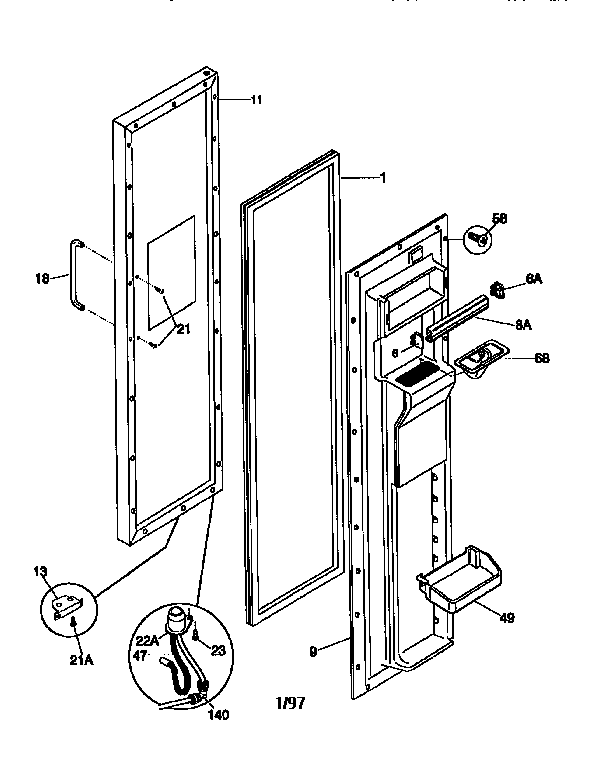 Frigidaire FRS26ZSEB3 freezer door diagram