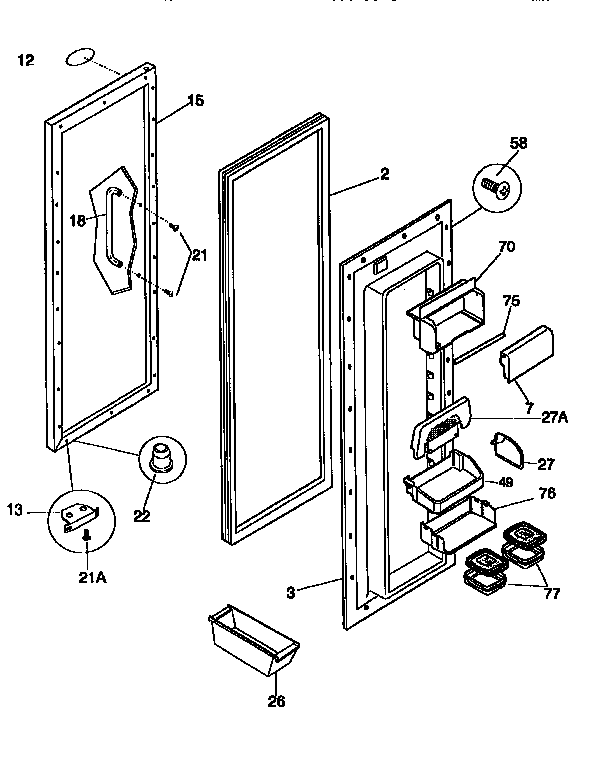 Frigidaire FRS26ZSEB3 refrigerator door diagram