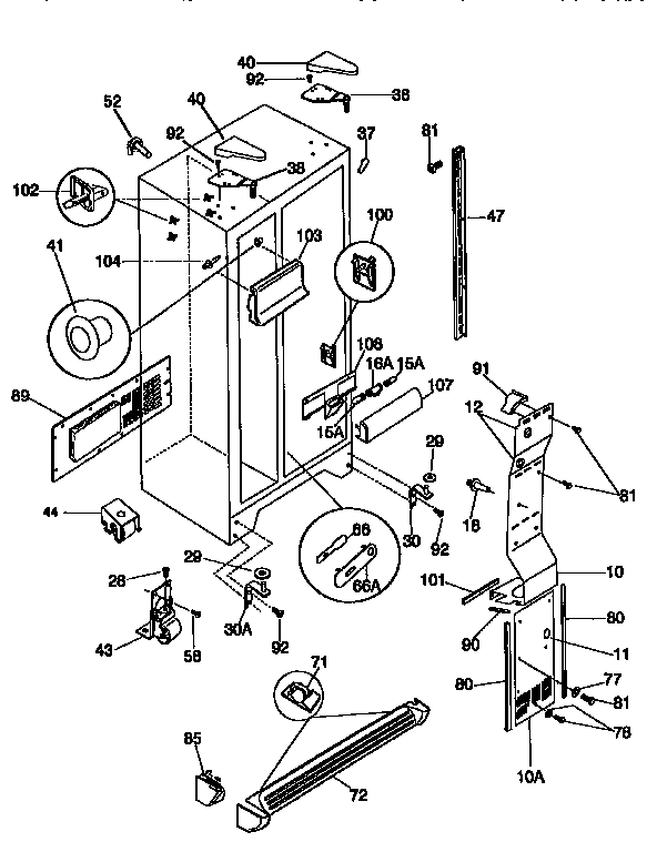 Frigidaire FRS26ZSEB3 cabinet diagram