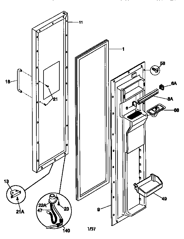 Frigidaire FRS24WSCB4 freezer door diagram