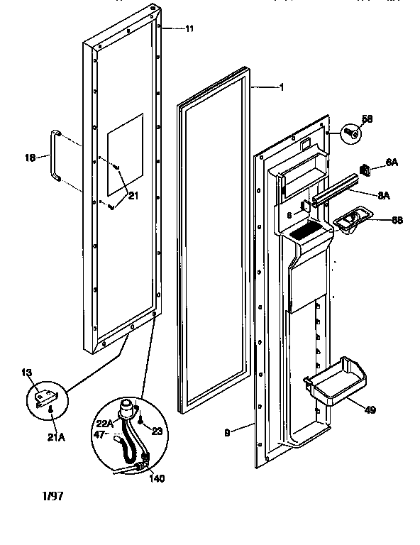 Frigidaire FRS24WSCB5 freezer door diagram