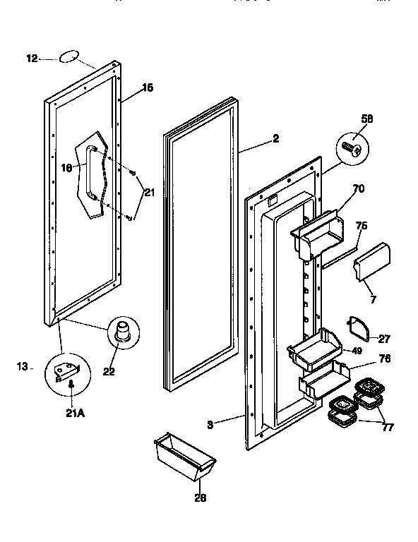Frigidaire FRS24WSCB5 refrigerator door diagram