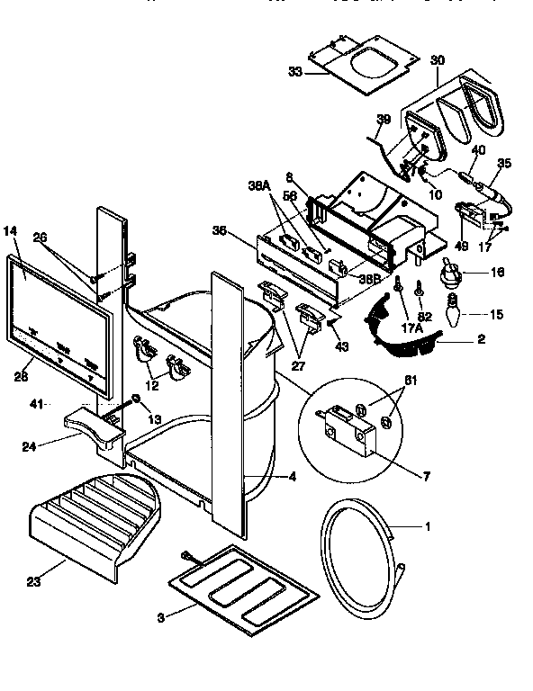 Frigidaire FRS24WSCB5 ice and water dispenser diagram