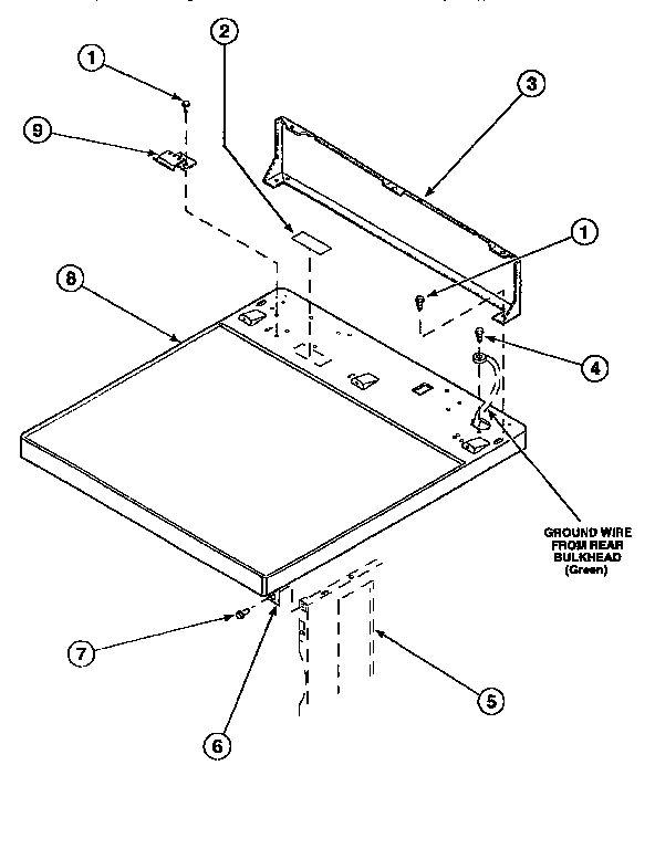 Amana LE8267W2/PLE8267W2 control hood rear panel diagram