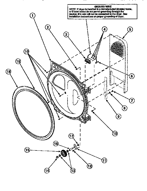Amana LE8267W2/PLE8267W2 rear bulkhead/terminal block diagram