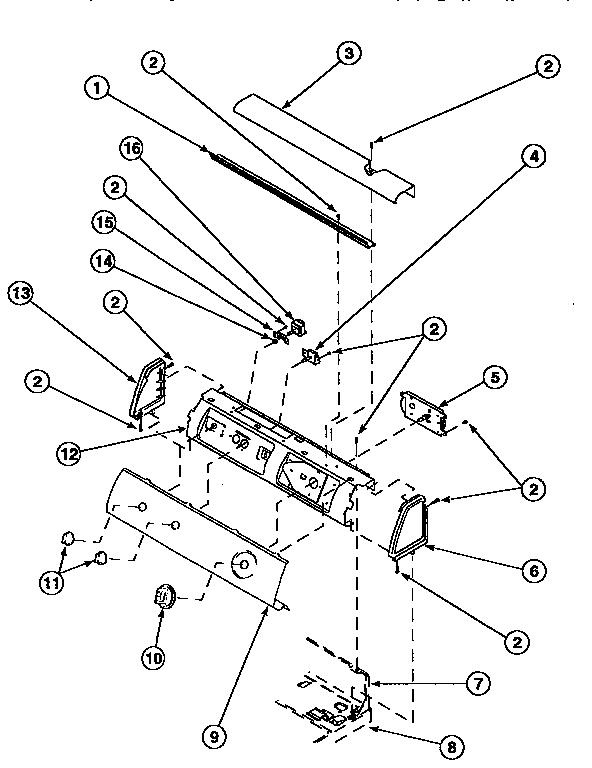 Amana LE8567L2-PLE8567L2 control hood and controls diagram