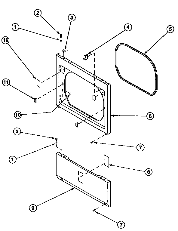Amana LE8567L2-PLE8567L2 lower access and front panel diagram