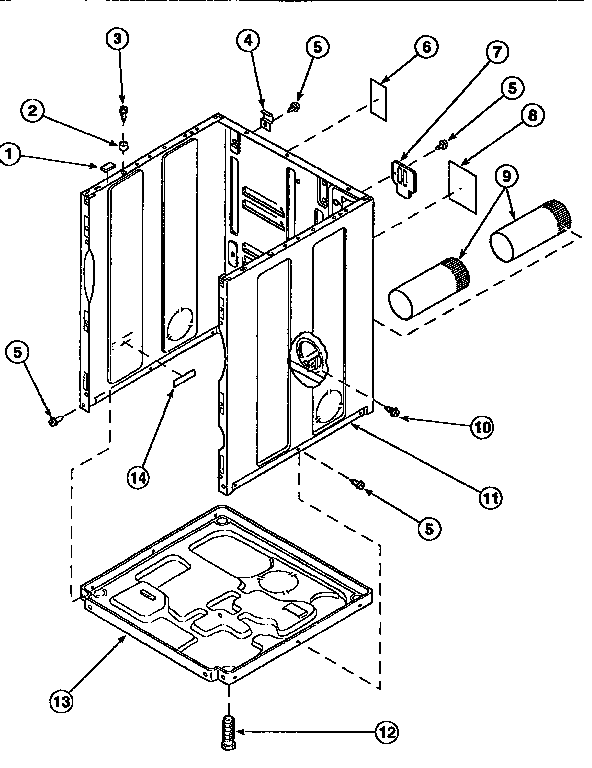 Amana LE8567L2-PLE8567L2 cabinet, exhaust duct&base diagram