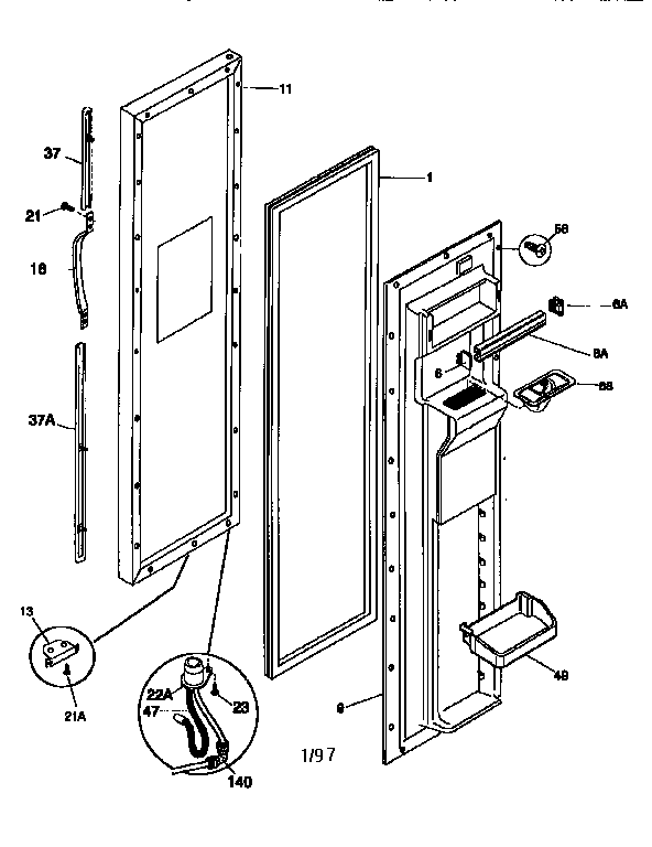 Frigidaire FRS26ZGEB3 freezer door diagram