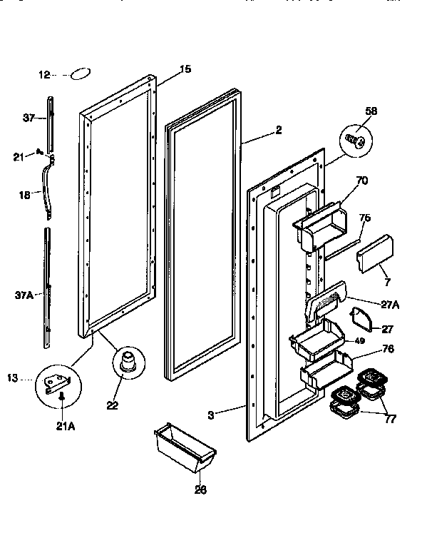 Frigidaire FRS26ZGEB3 refrigerator door diagram
