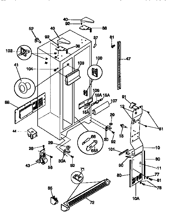 Frigidaire FRS26ZGEB3 cabinet diagram