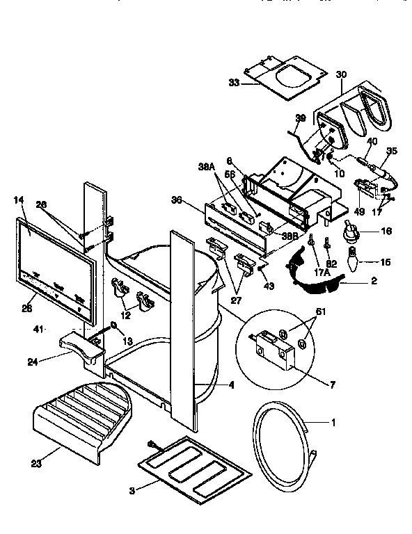 Frigidaire FRS26ZGEB3 ice and water dispenser diagram