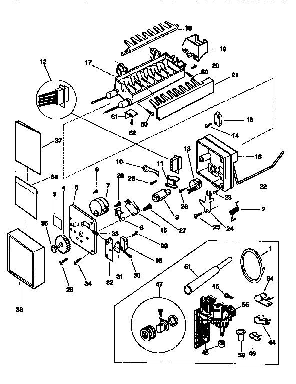 Frigidaire FRS26ZGEB3 ice maker diagram