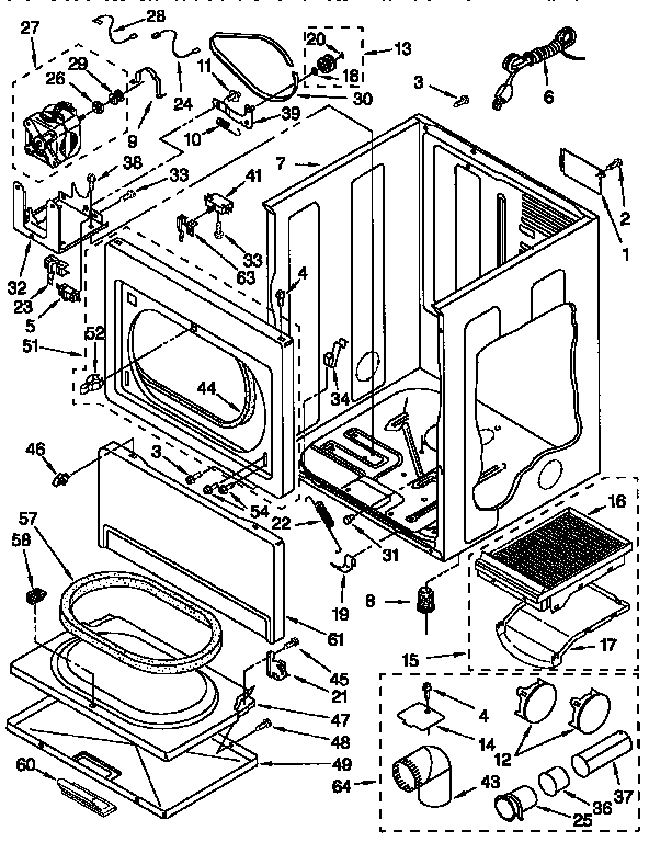 Kenmore 11076954691 cabinet diagram