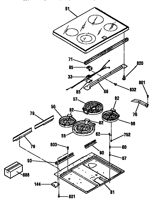 Kenmore 91195869790 main top section diagram