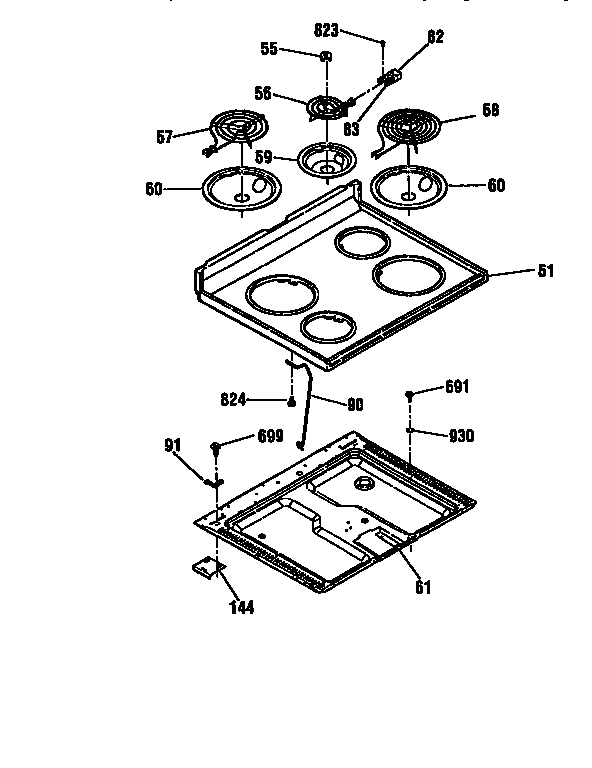 Kenmore 91193566790 main top section diagram