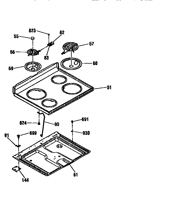 Kenmore 91194381790 main top section diagram