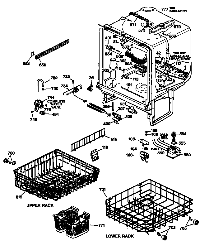 GE GSC1200T02WH body parts diagram
