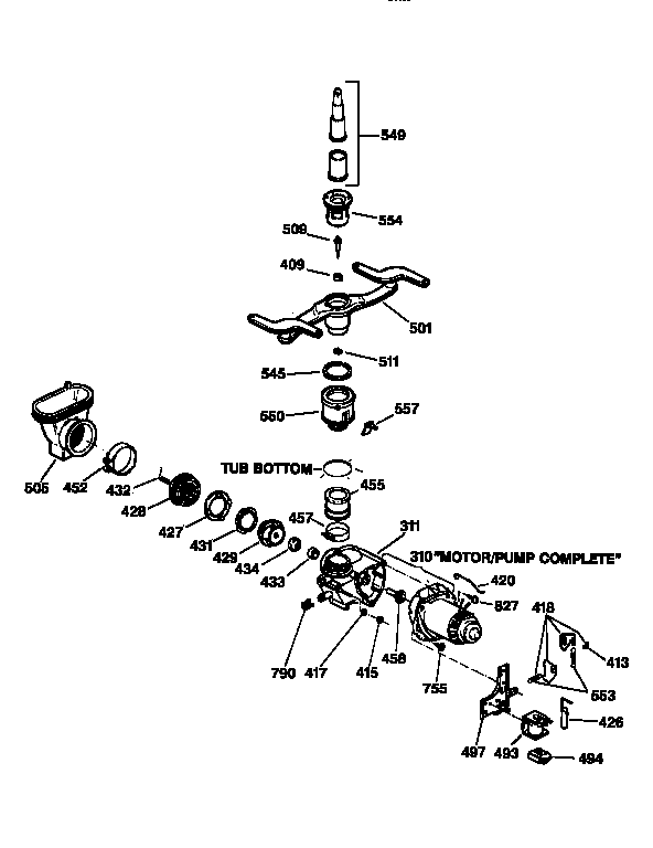GE GSC1200T02WH motor pump mechanism diagram