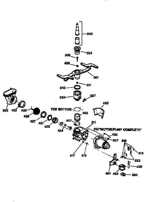 GE GSD1410X66AA motor pump mechanism diagram