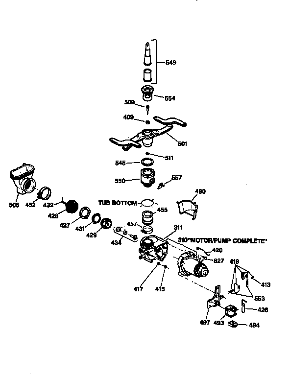 GE GSD1425X66BA motor pump mechanism diagram