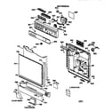 GE GSD1430X66WW escutcheon & door assembly diagram