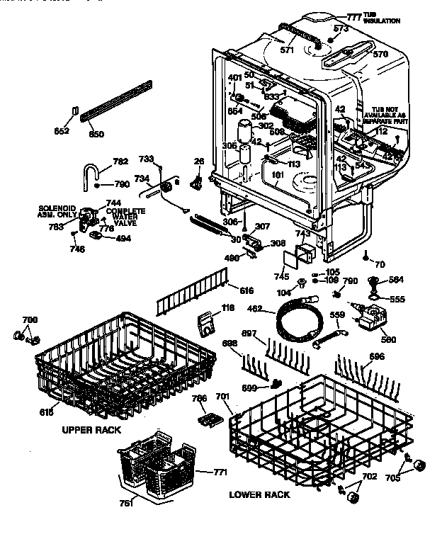 GE GSD1430X66WW body parts diagram