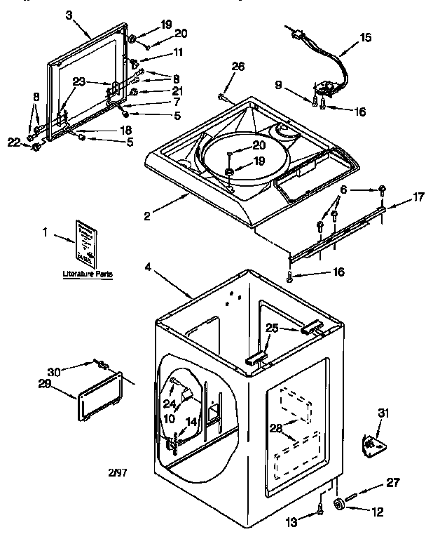 Kenmore 11094572201 top and cabinet diagram